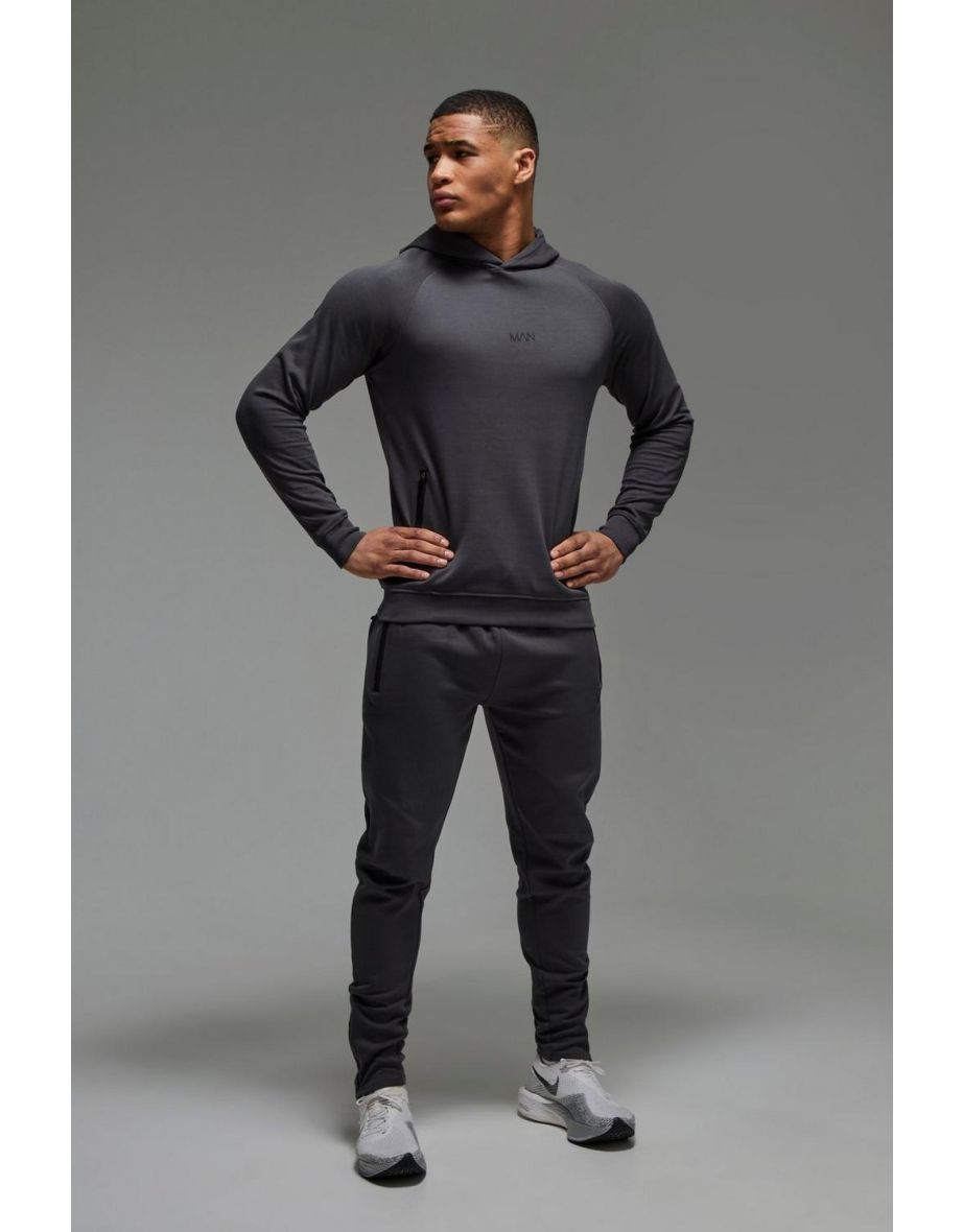 Man Active Pro Fleece Hoodie & Skinny Fit Jogger Tracksuit