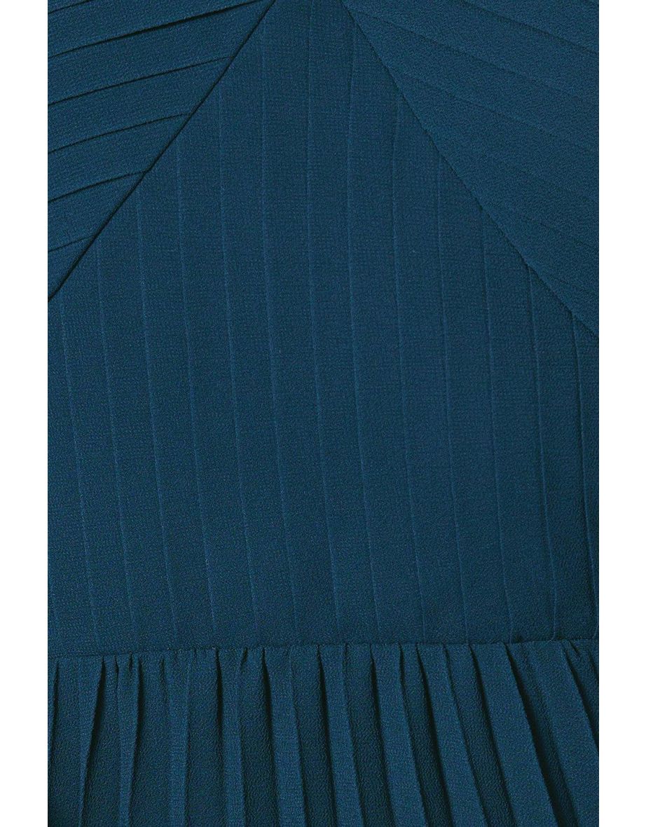 Pleated Georgette Dress With Oversized Sleeve - 3