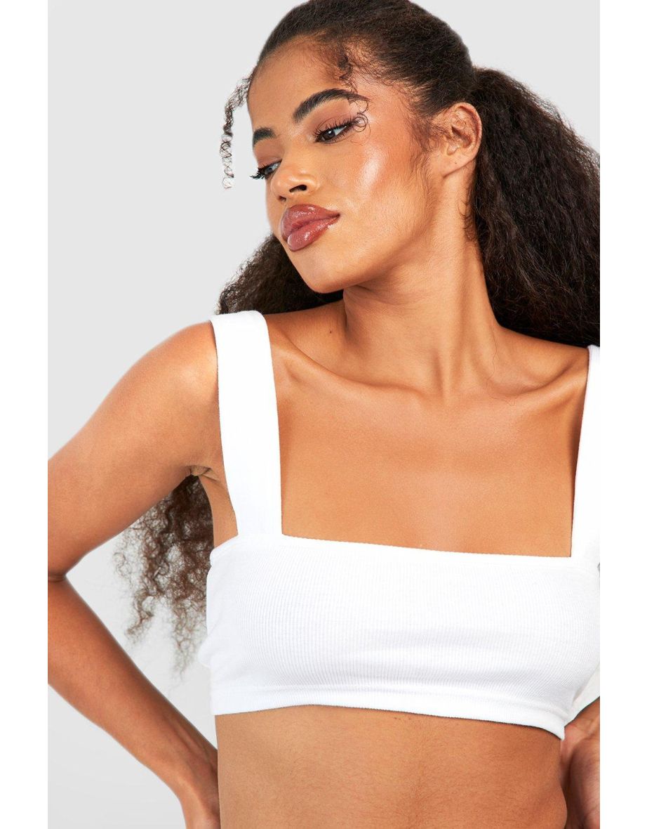 Basic Rib Square Neck Vest - white - 3