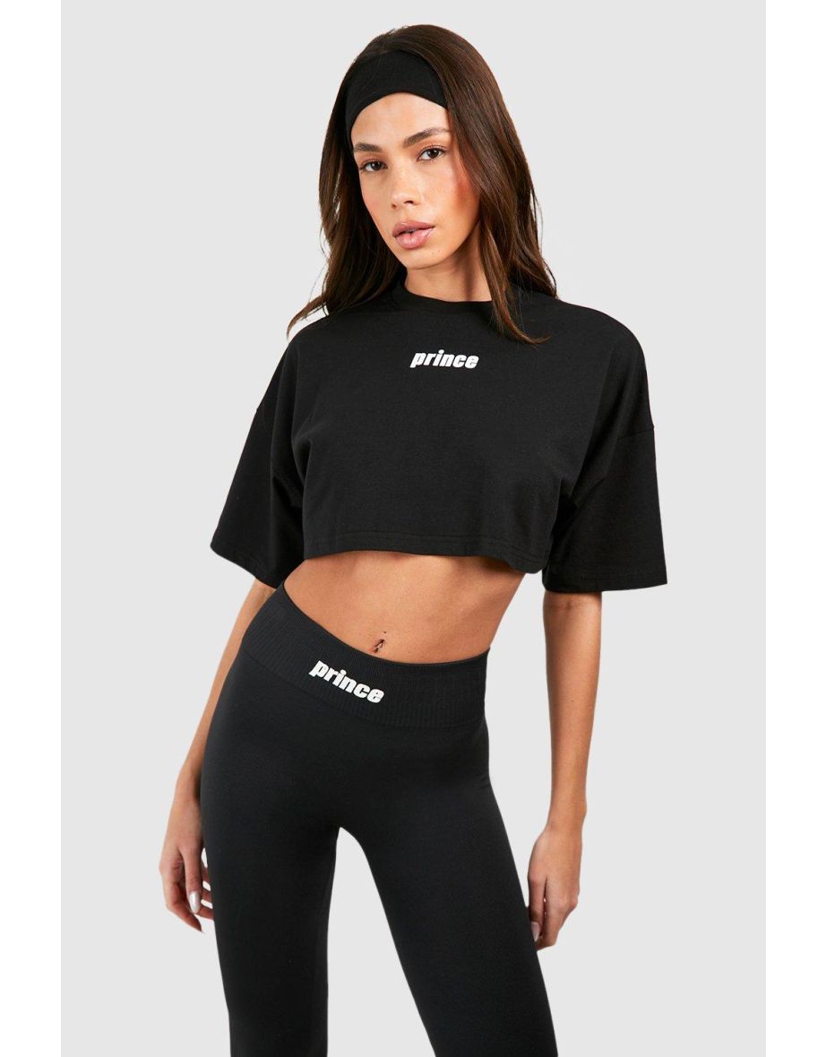 Prince Super Cropped Boxy T-shirt - black