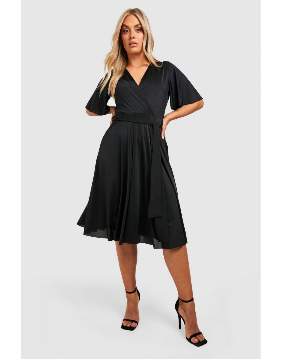 Angel sleeve midi skater dress on sale