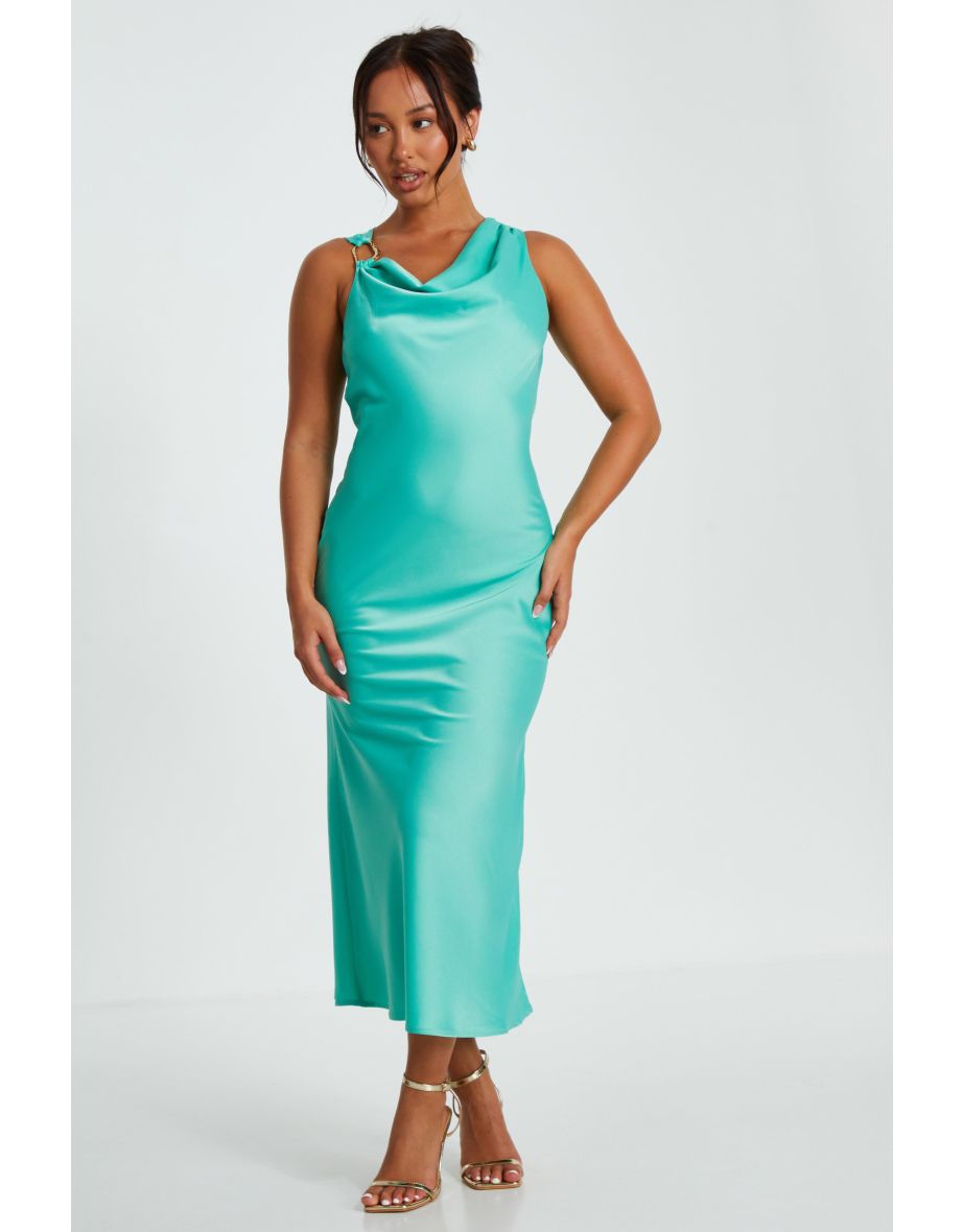 Petite Mint Asymmetric Midaxi Dress