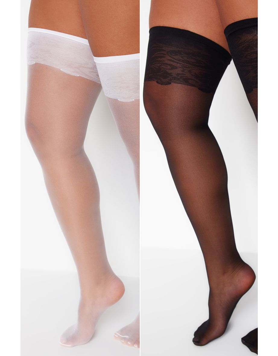 Black-White 2 Pack Garter Stockings - 2