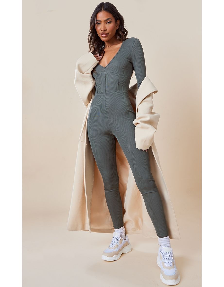 V neck long outlet sleeve jumpsuit