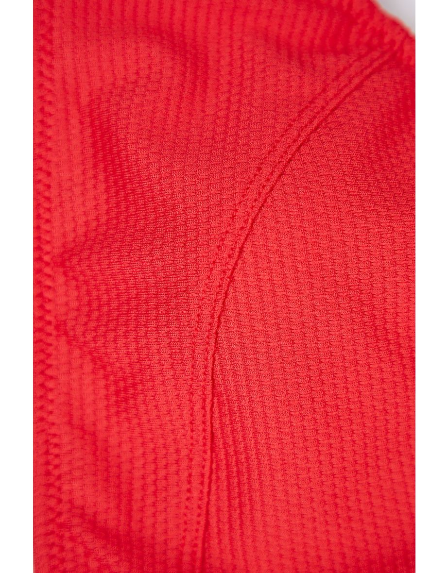 Red Bralet Textured Bikini Top - 5