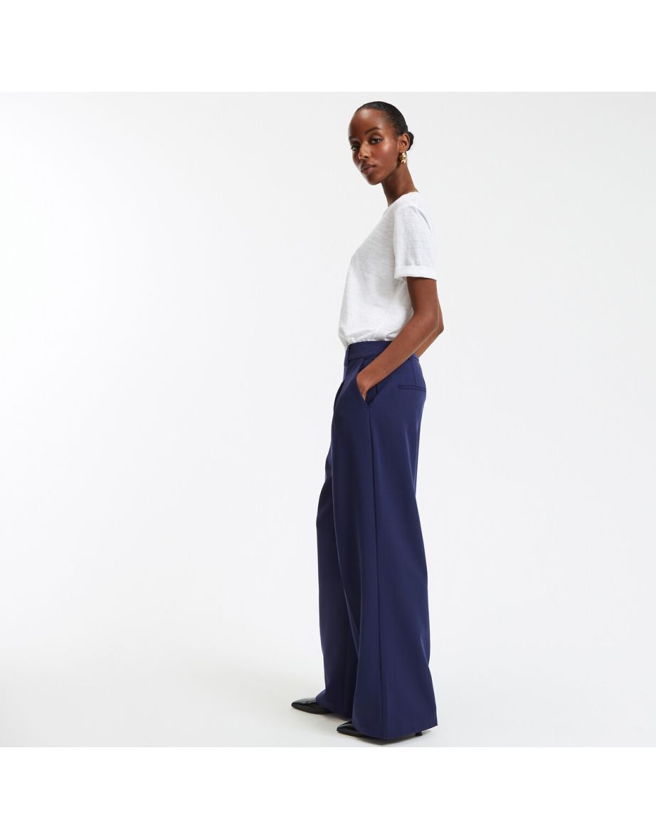 Pleat Front Trousers with Wide Leg