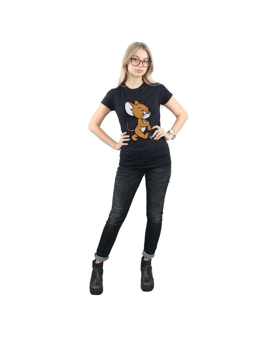 Tom and Jerry Womens/Ladies Angry Mouse Cotton T-Shirt - Black - 3