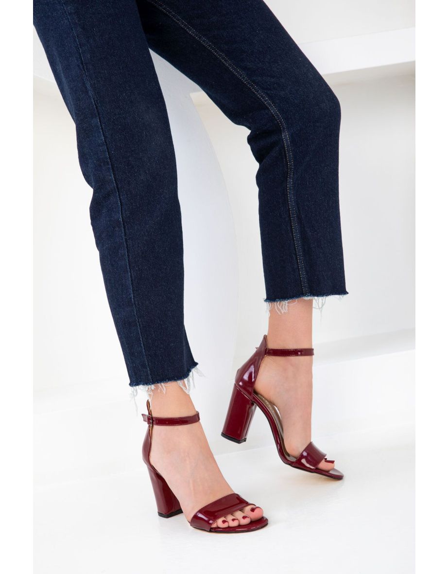 Burgundy Patent Leather Classic High Heel Shoes - 5
