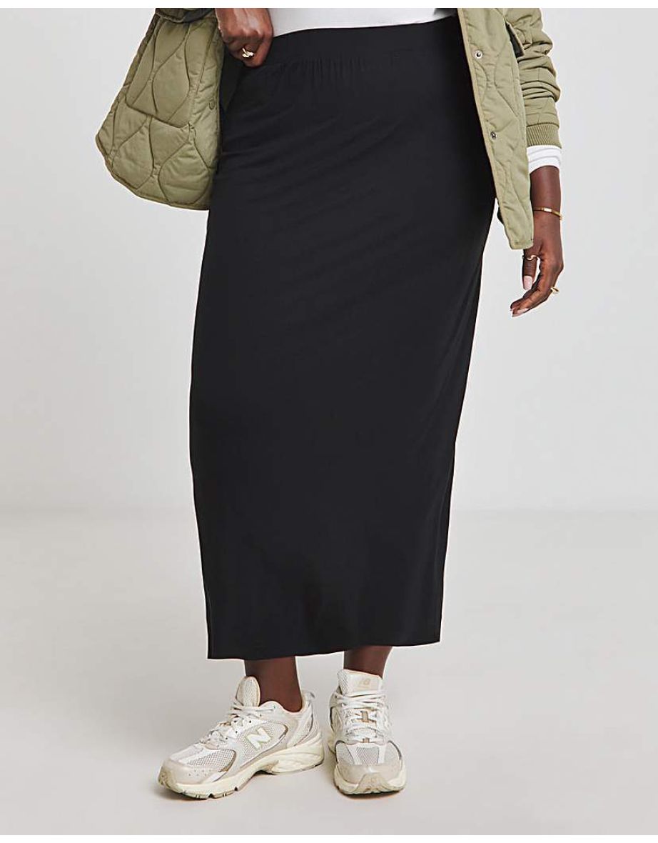 Black Jersey Tube Maxi Skirt - 2