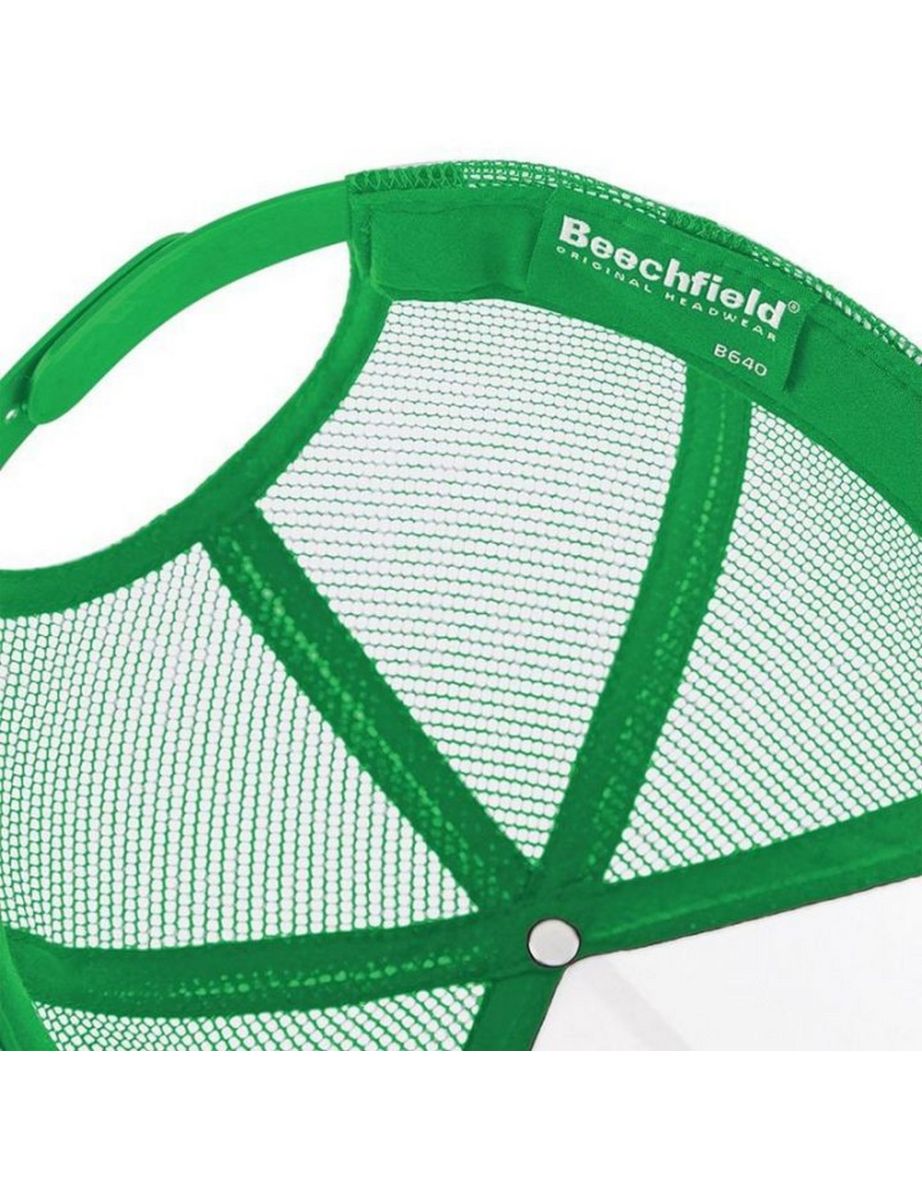 Beechfield Mens Half Mesh Trucker Cap / Headwear - Pure Green/White - 2