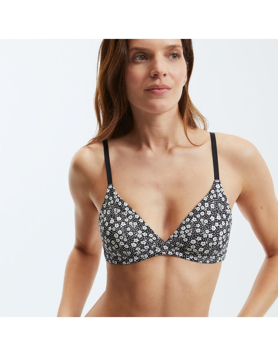 Floral Cotton Triangle Bra without Underwiring - 4