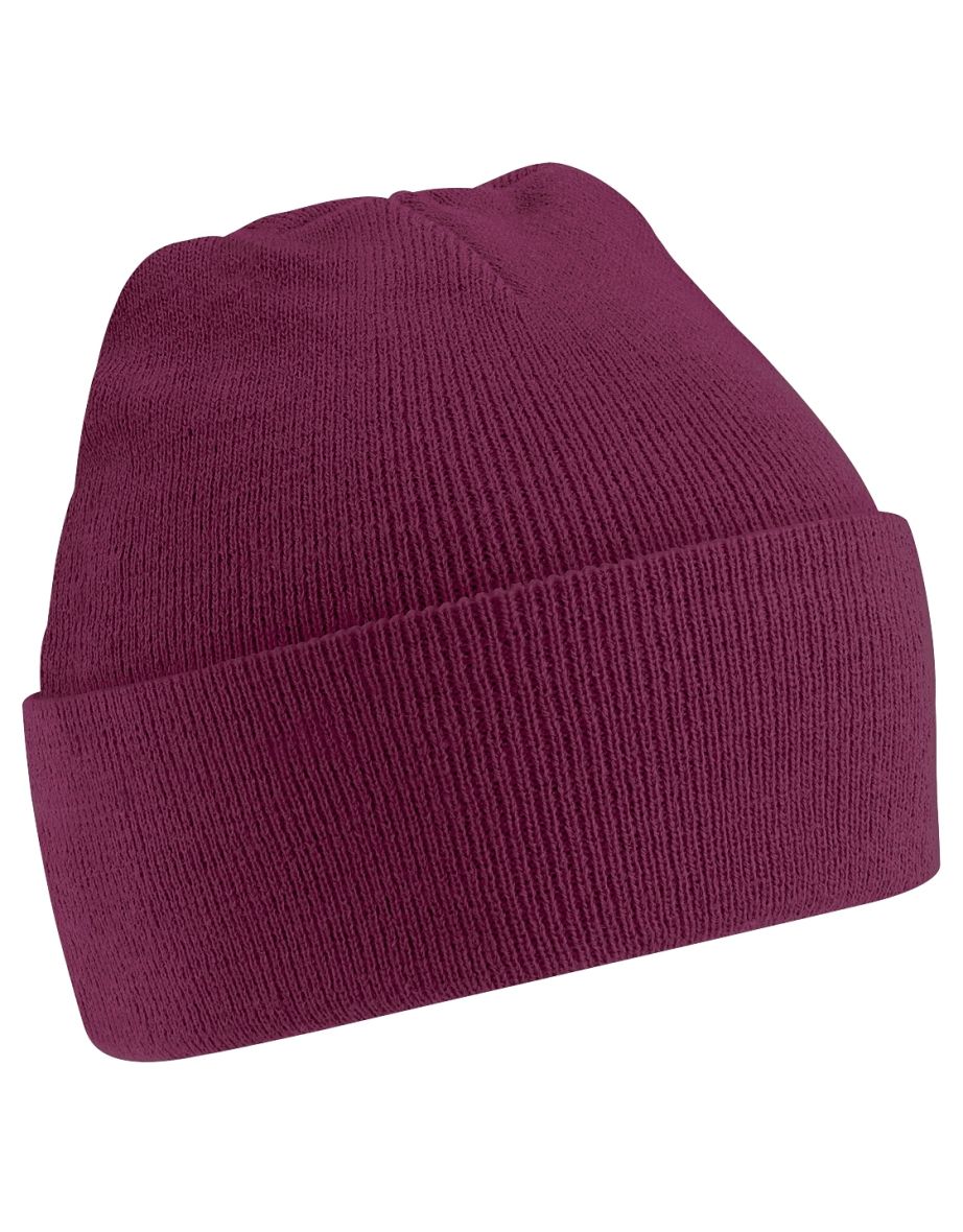 Beechfield Soft Feel Knitted Winter Hat - Burgundy - 1