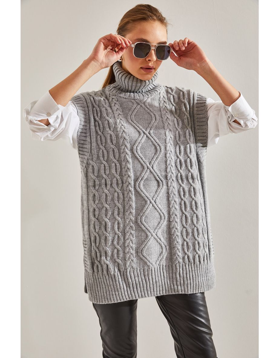 Women's Turtleneck Hair Braided Knitwear Sweater - 6