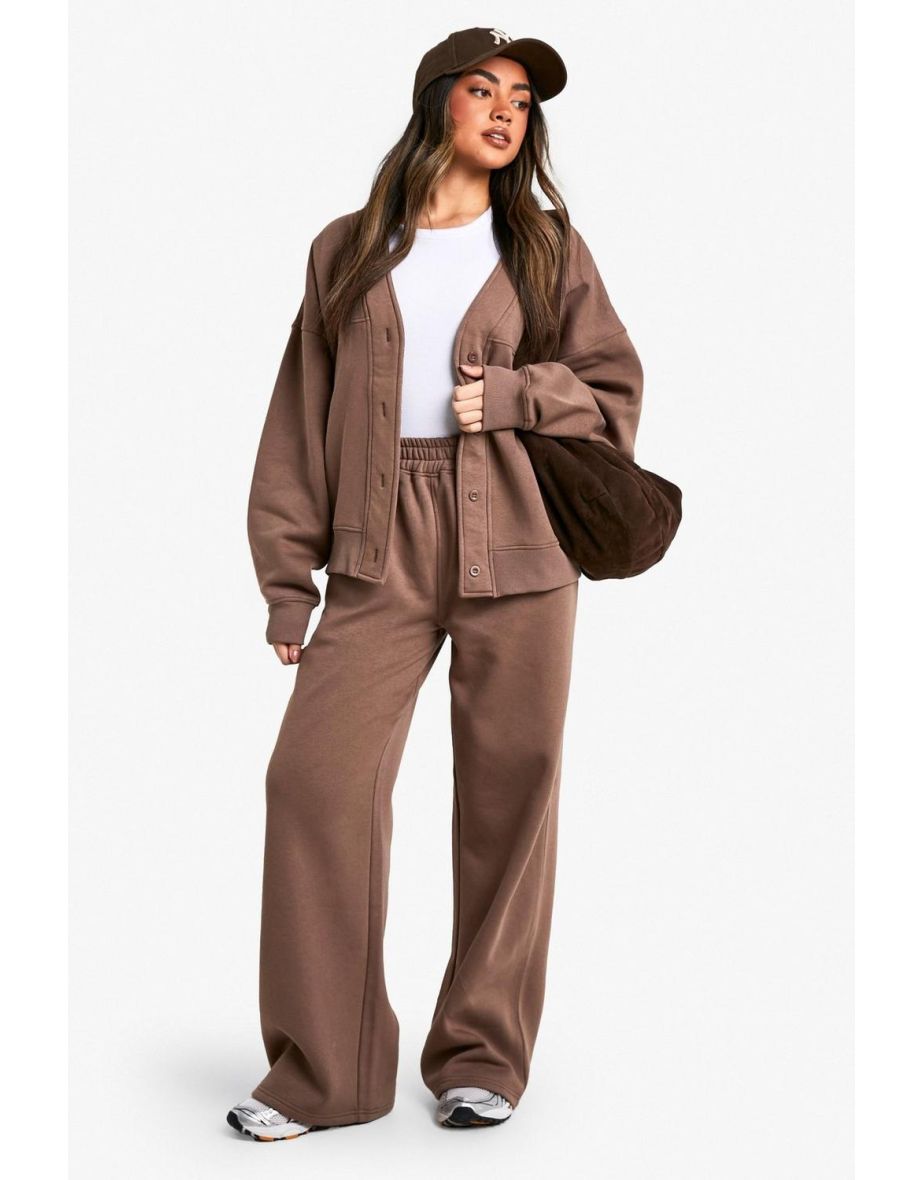 Button Through Cardigan Sweatshirt And Straight Leg Jogger Tracksuit
