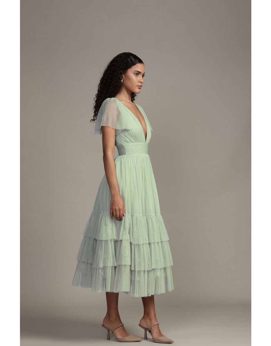 Shop Madison Sage Green Tulle Bridesmaid Midaxi Dress Online in Saudi ...