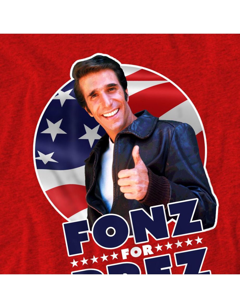 Happy Days Unisex Adult Fonz for Prez T-Shirt - Red - 3