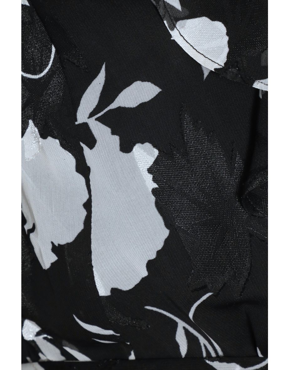 Black Floral Frill Peplum Top - 5