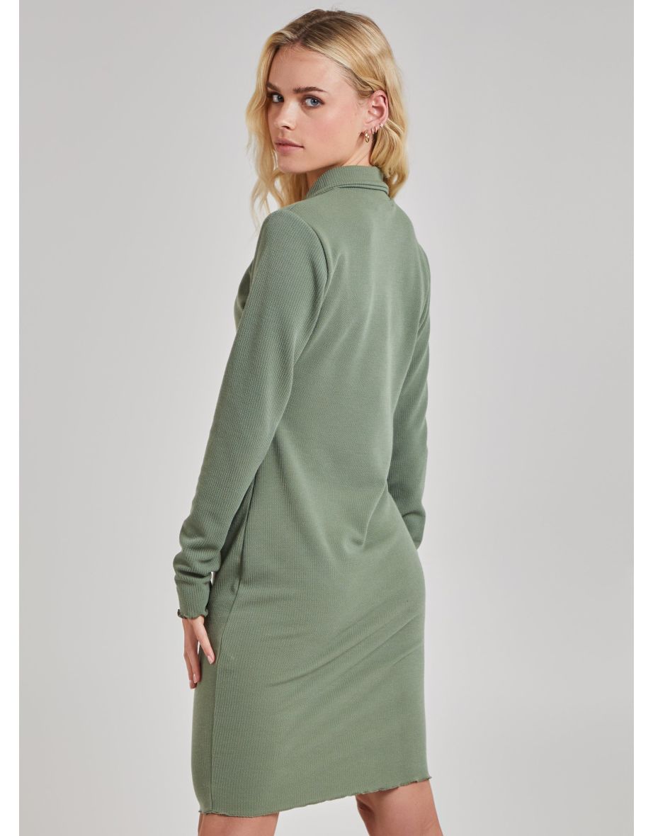 Frill Hem Ribbed Midi Dress - 6