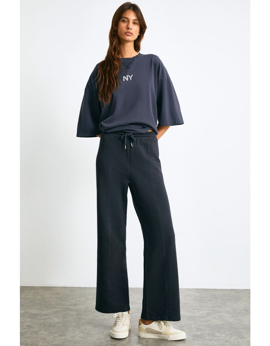 REENA Women's 100% Organic Cotton Front Ribbed Anthracite Sweatpants