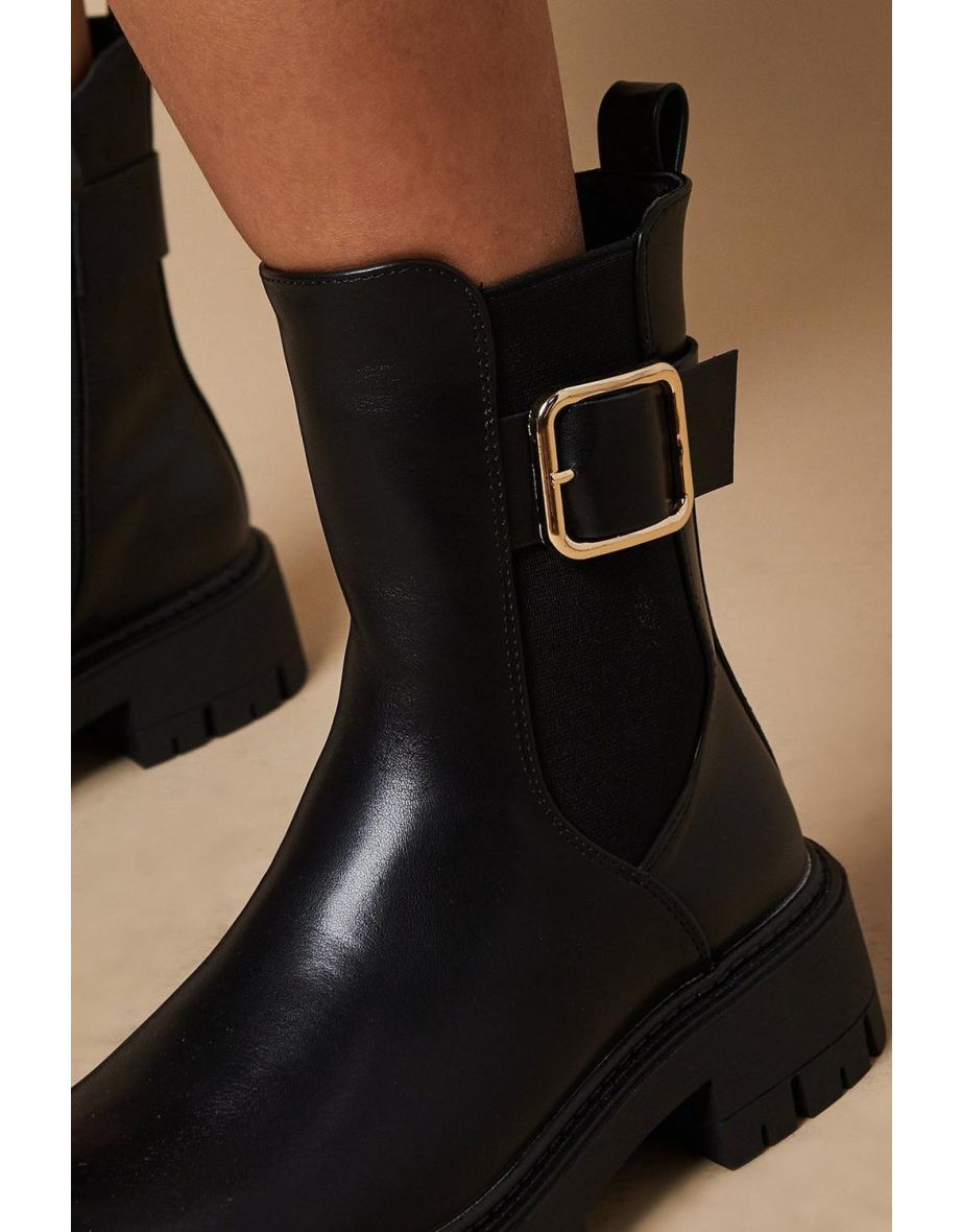 Omar Buckle Detail Elastic Gusset Chelsea Boot - 3