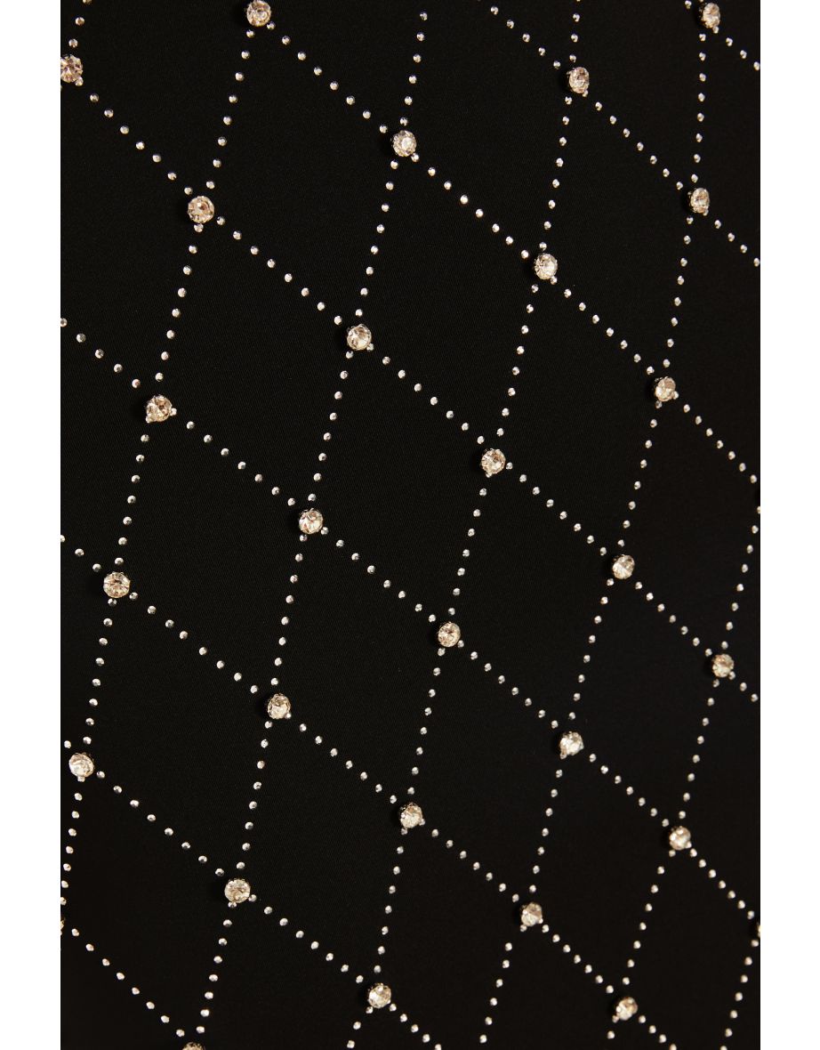 Black Rhinestone Strappy Maxi Dress - 4