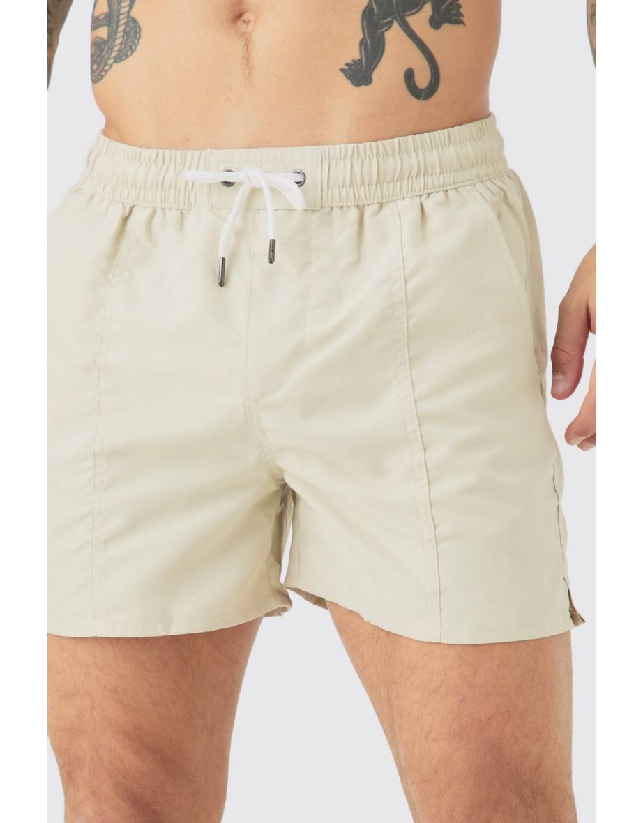 Mid Length Pin Tuck Smart Swim Short - stone - 2