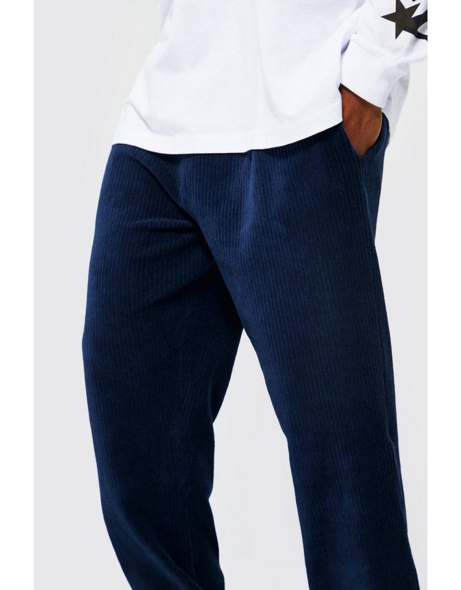 Regular Ribbed Velour Jogger With Bungee Hem - navy - 2