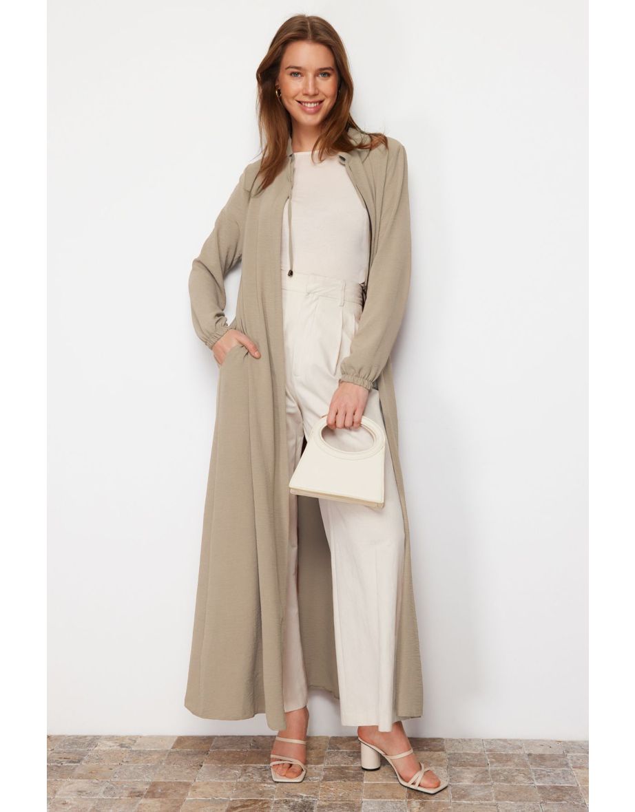 Beige Woven Cap & Abaya & Abaya