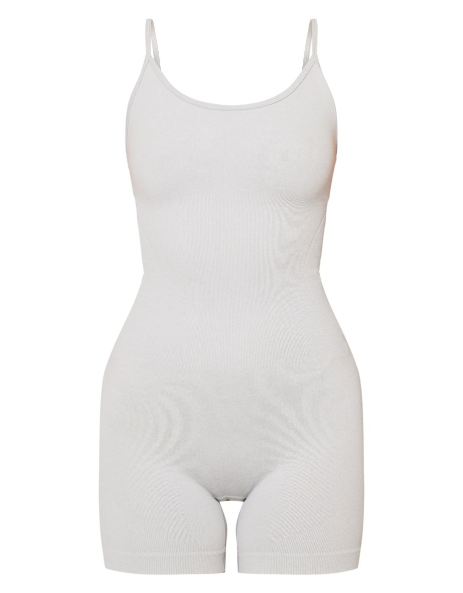Grey Marl Seamless Gym Unitard - 4