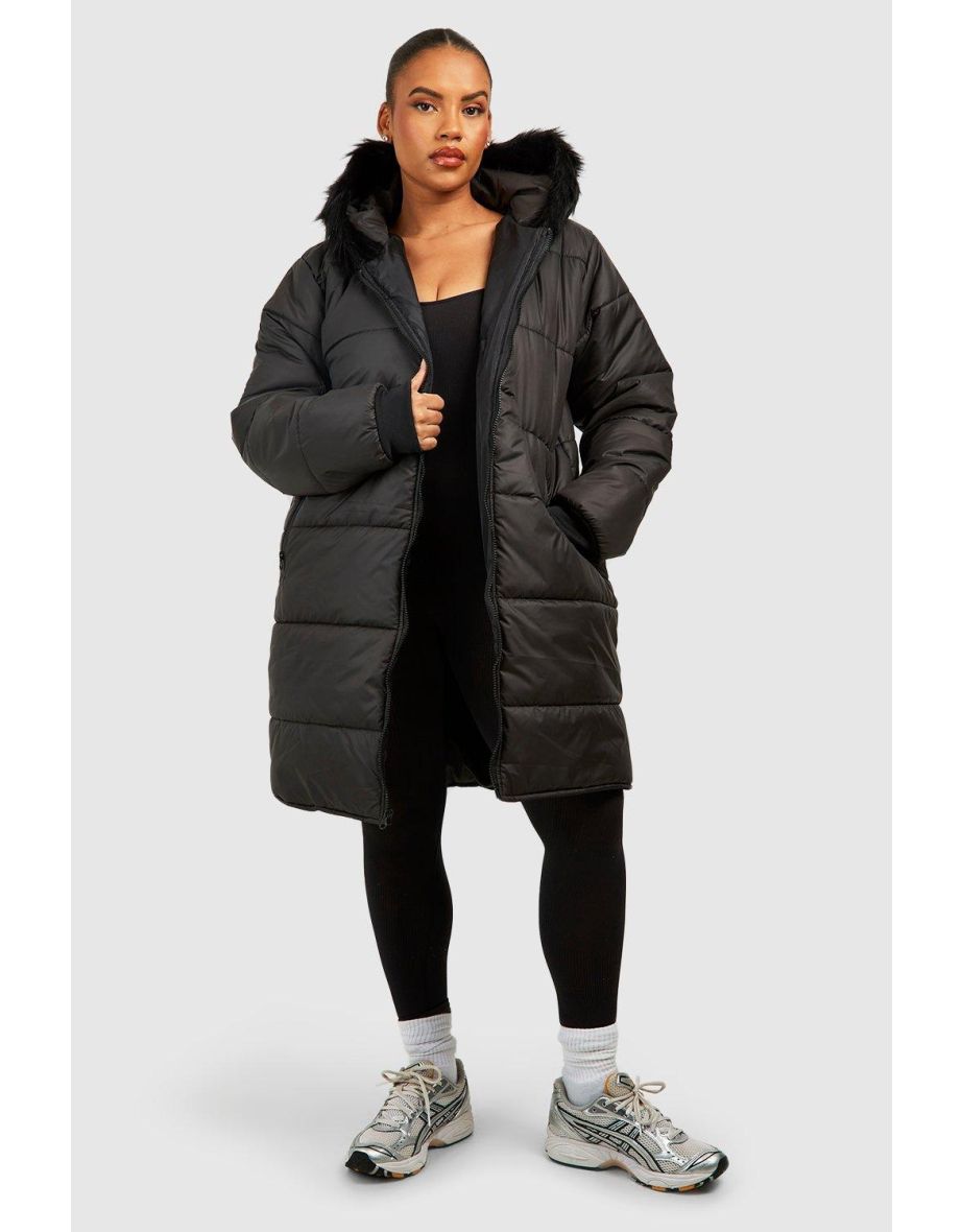 Plus Faux Fur Trim Parka