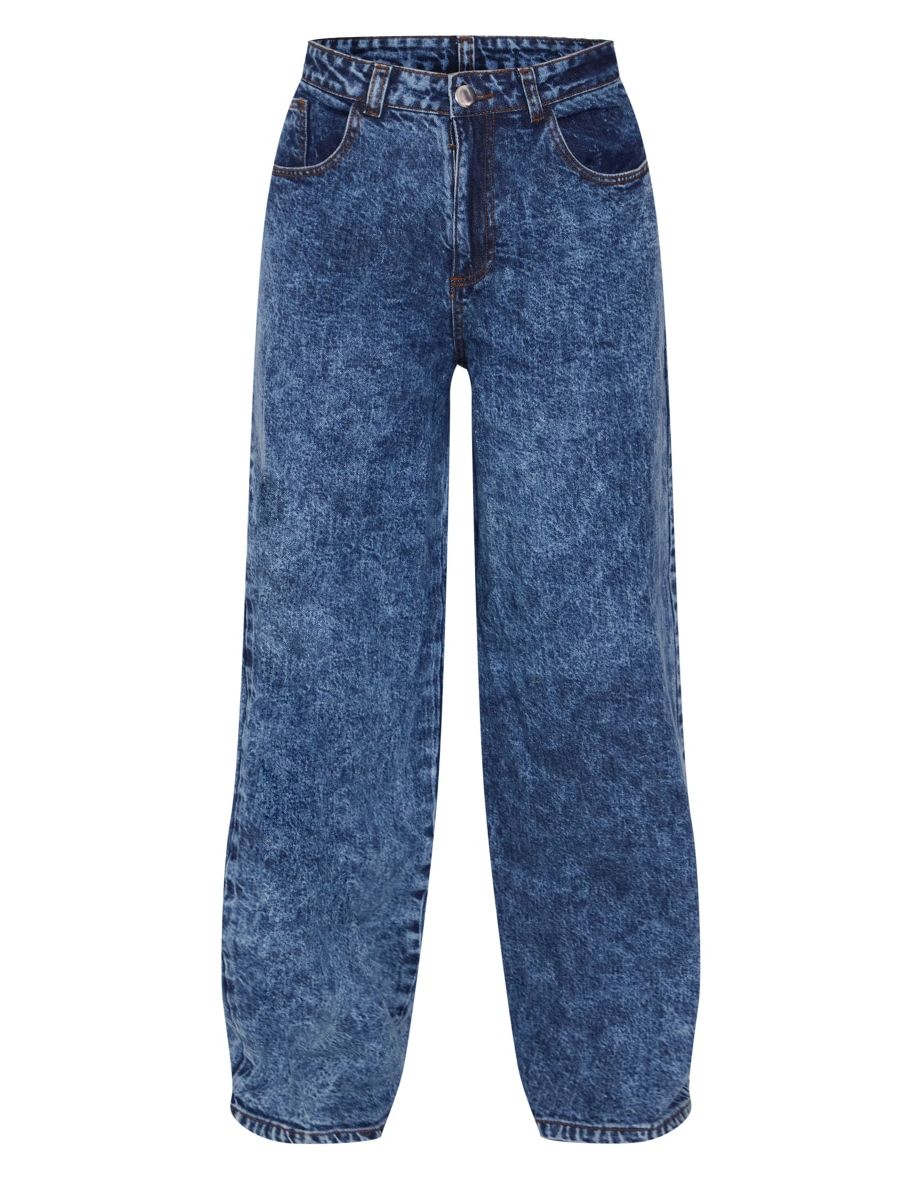 Mid Blue Acid Wash Low Rise Boyfriend Jeans - 4