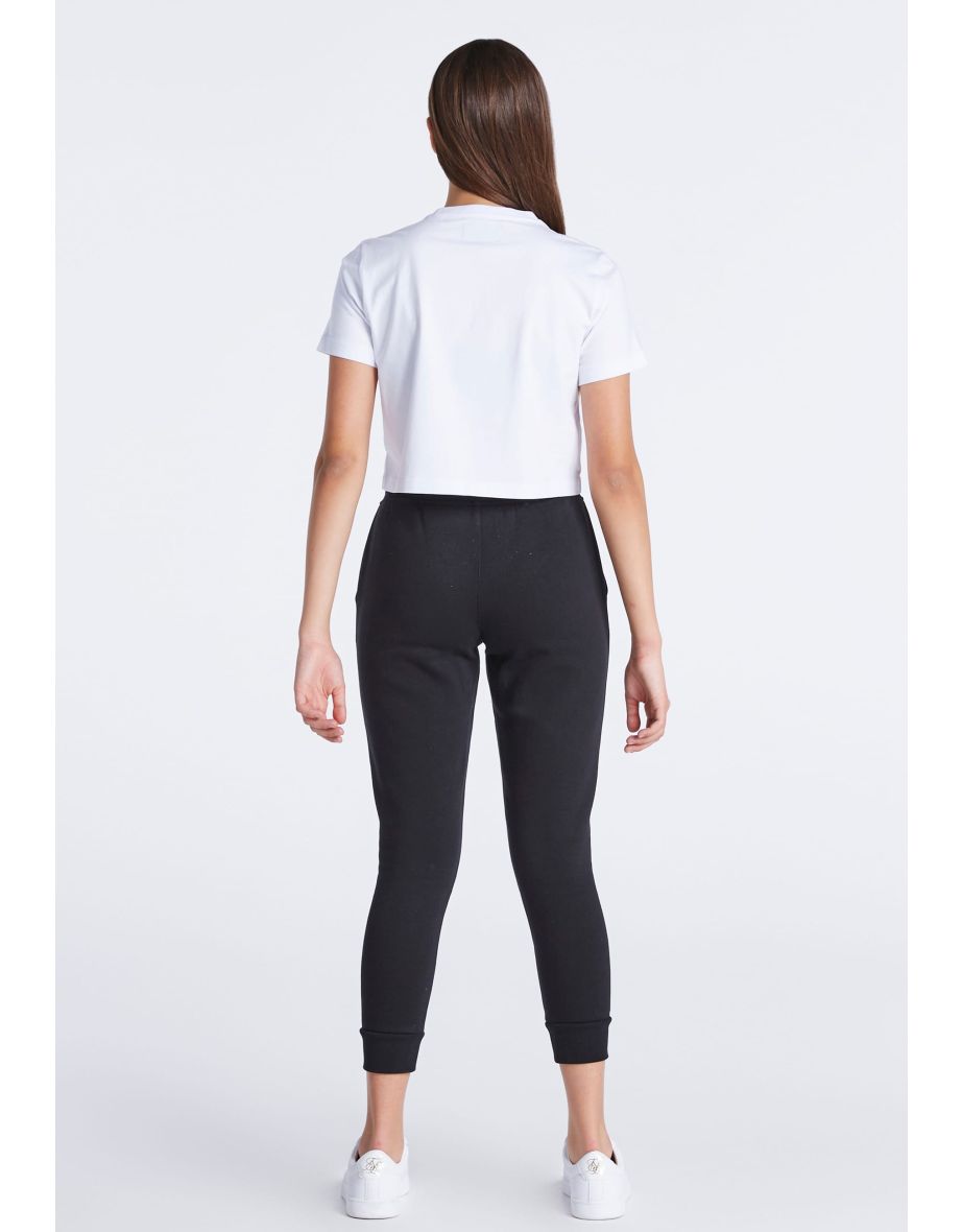 Girl's SikSilk Juniors Essentials Cropped T-Shirt in White - 4