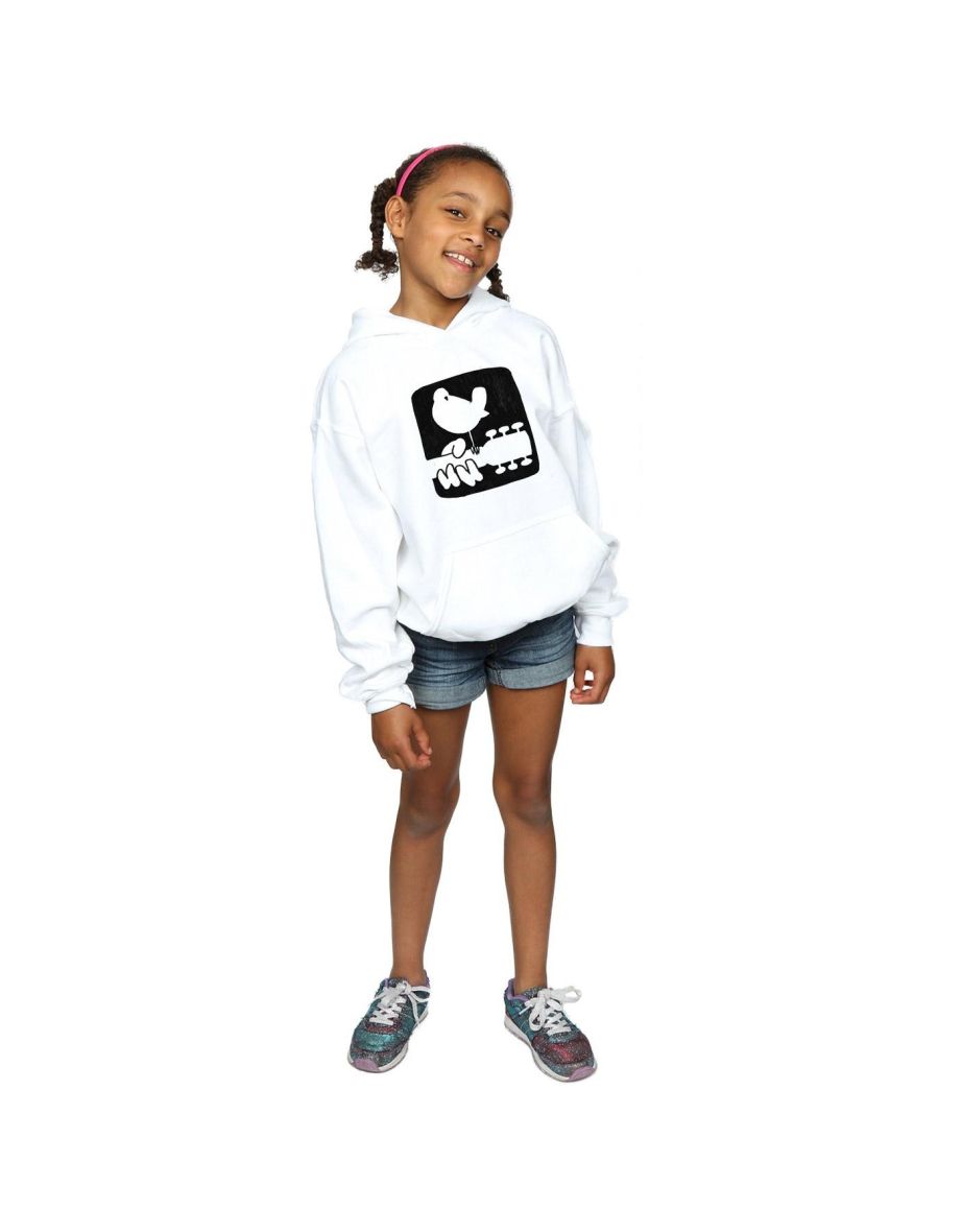 Woodstock Girls Guitar Logo Hoodie - White - 3