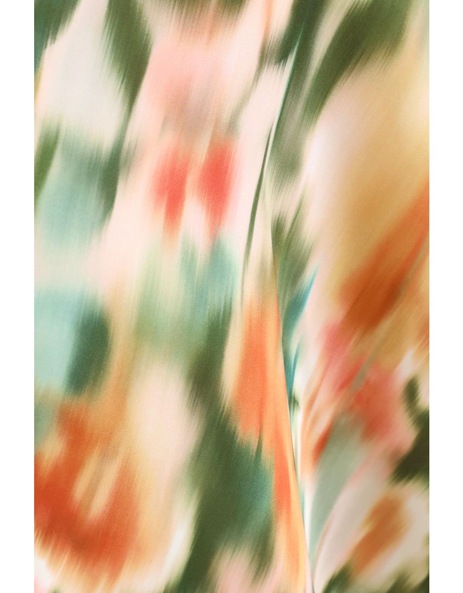Multicoloured Marble Print Satin Maxi Dress - 5