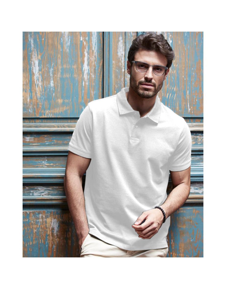 Tee Jays Mens Heavy Pique Short Sleeve Polo Shirt - White - 1