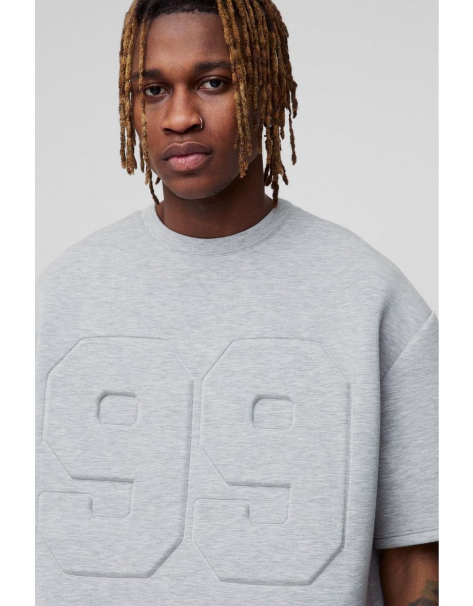 Tall Oversized Embossed Scuba Marl T-Shirt - 2