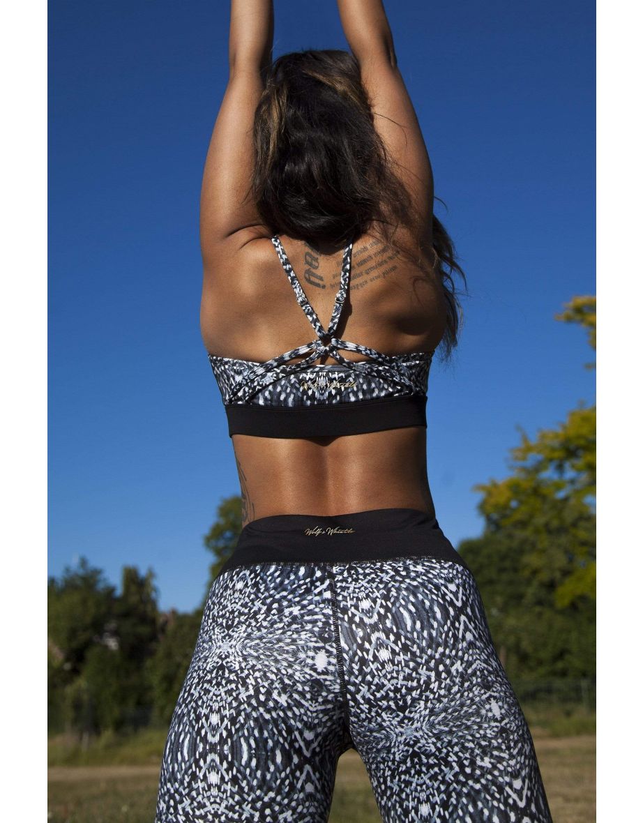 Abstract Print Sports Bra with Strappy Back - 4