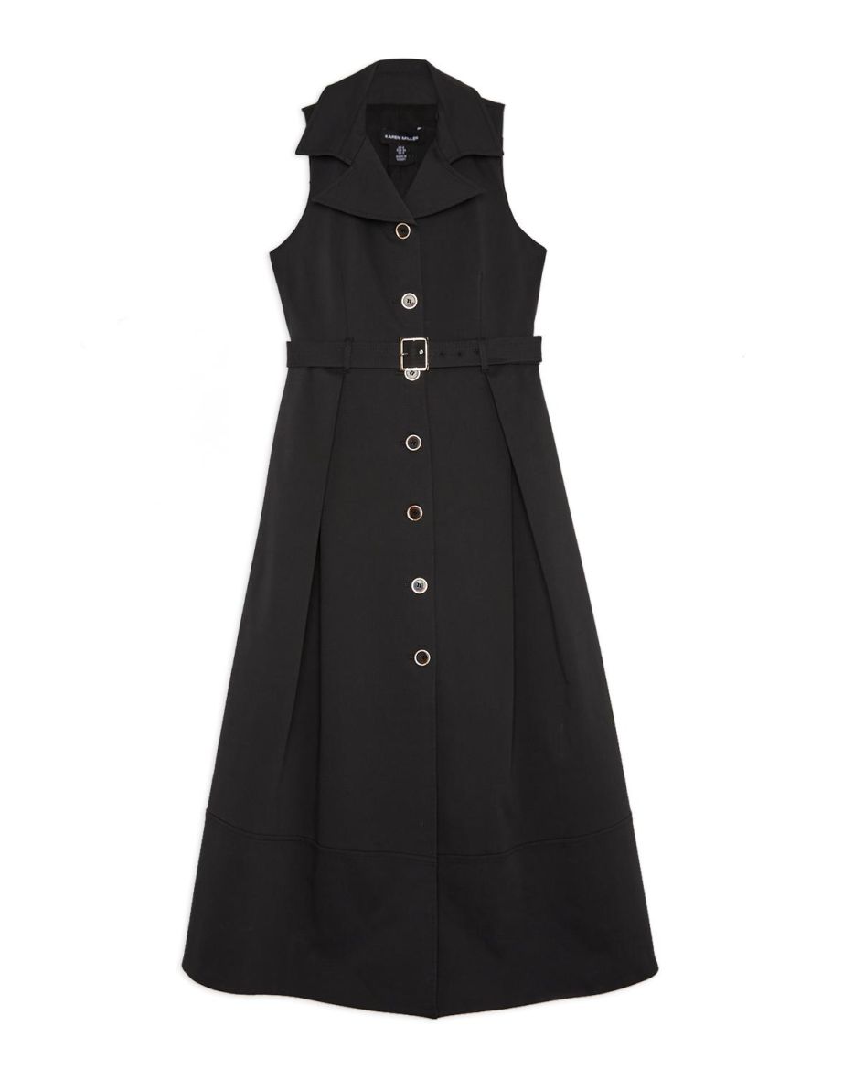 Halter Neck Belted Full Skirted Shirt Dress - 3