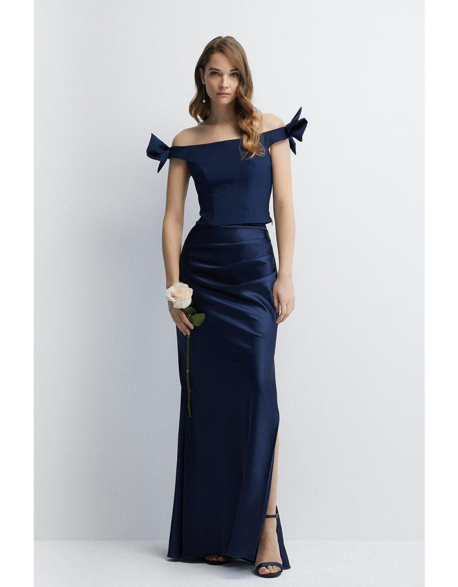 Premium Satin Figure Shaping Bridesmaids Maxi Skirt