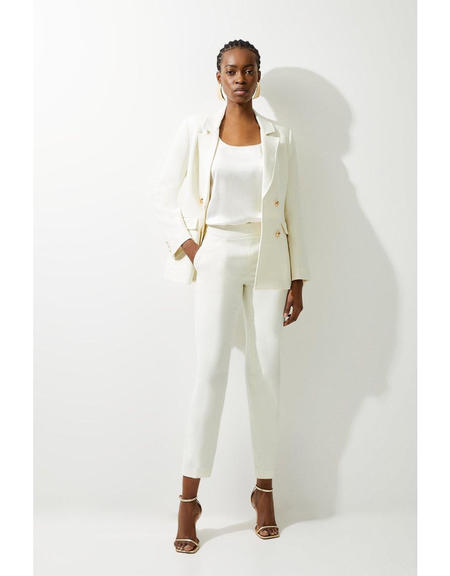 Tailored High Waisted Slim Leg Trousers