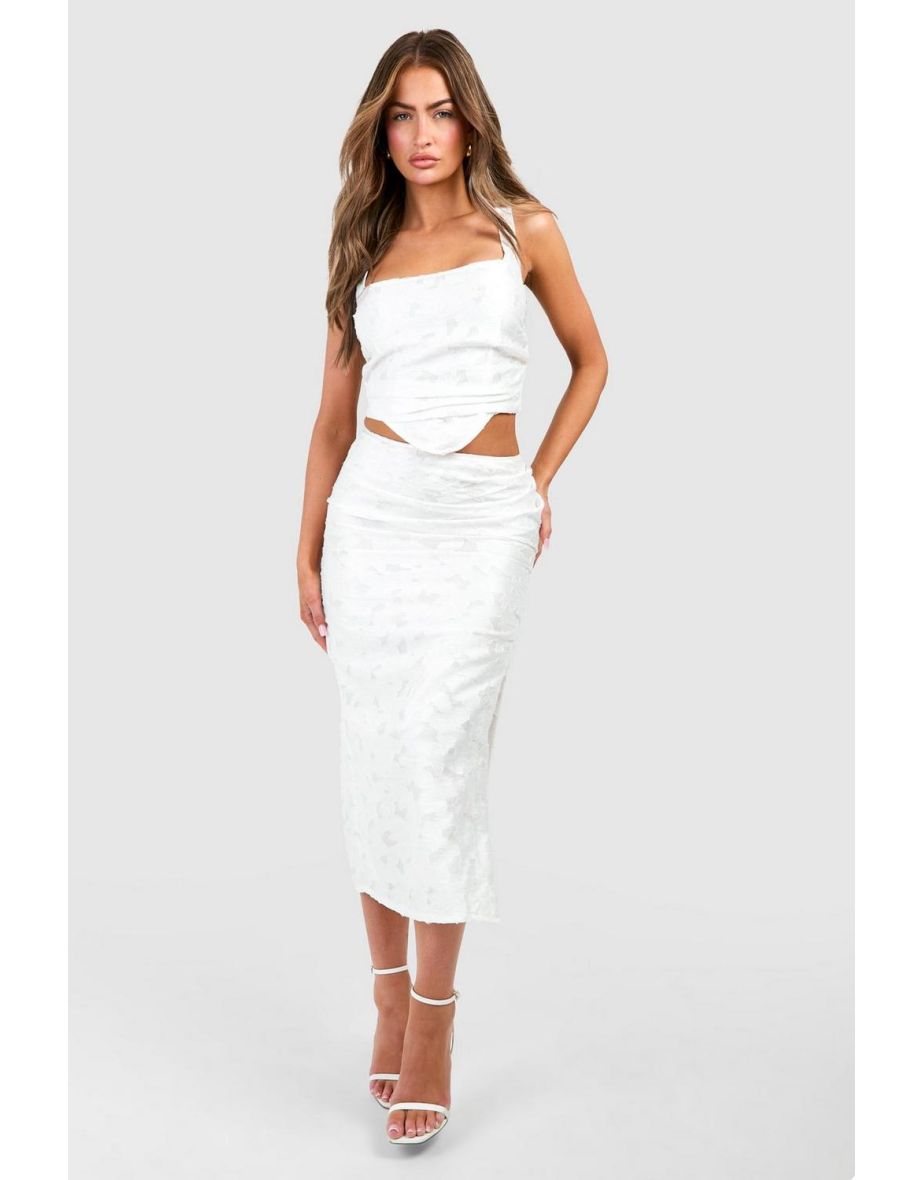 Burnout Floral Column Midaxi Skirt