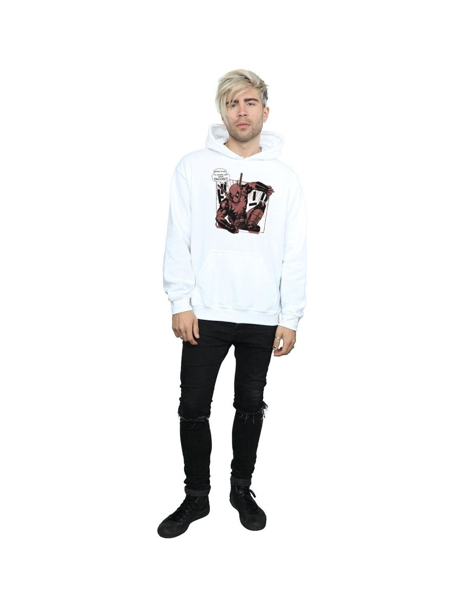 Marvel Mens Deadpool Breaktime Tacos Hoodie - White - 3