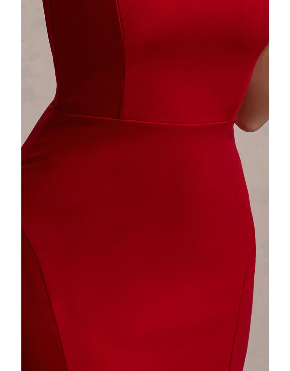 Impress Me | Red Strapless Bandeau Fishtail Maxi Dress - 7