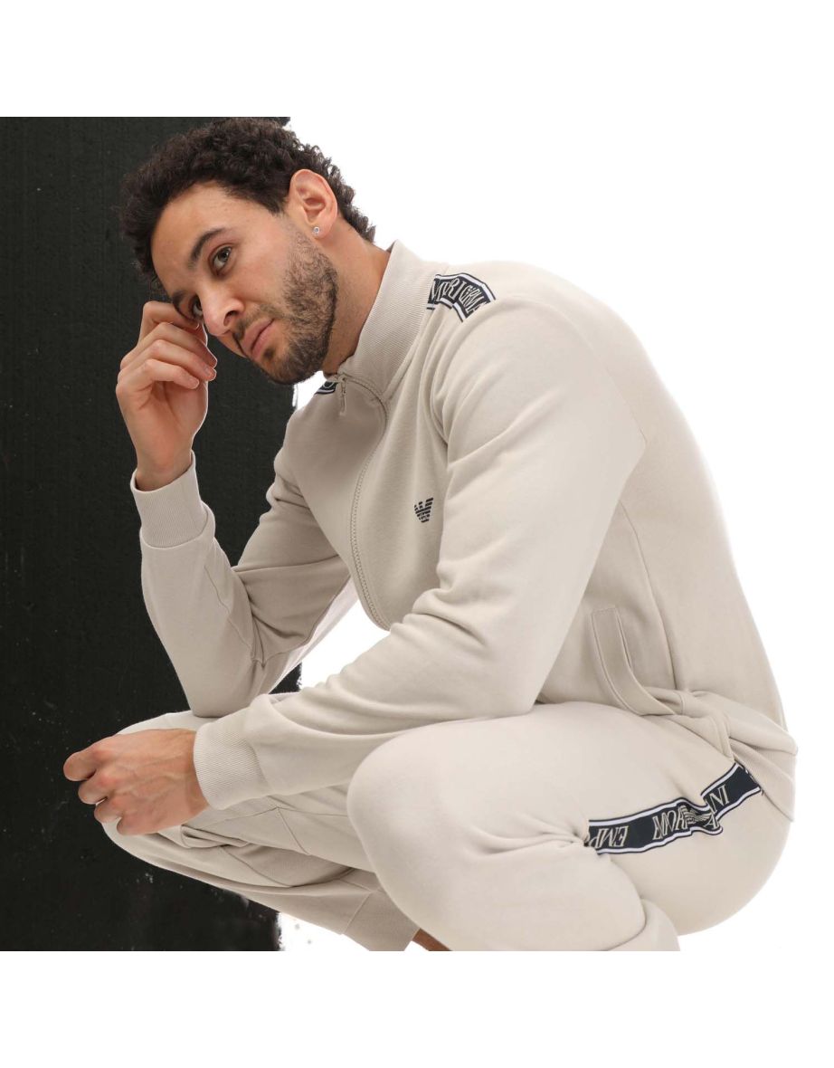 Men's Emporio Armani Loungewear Logo Tape Tracksuit in White - 4
