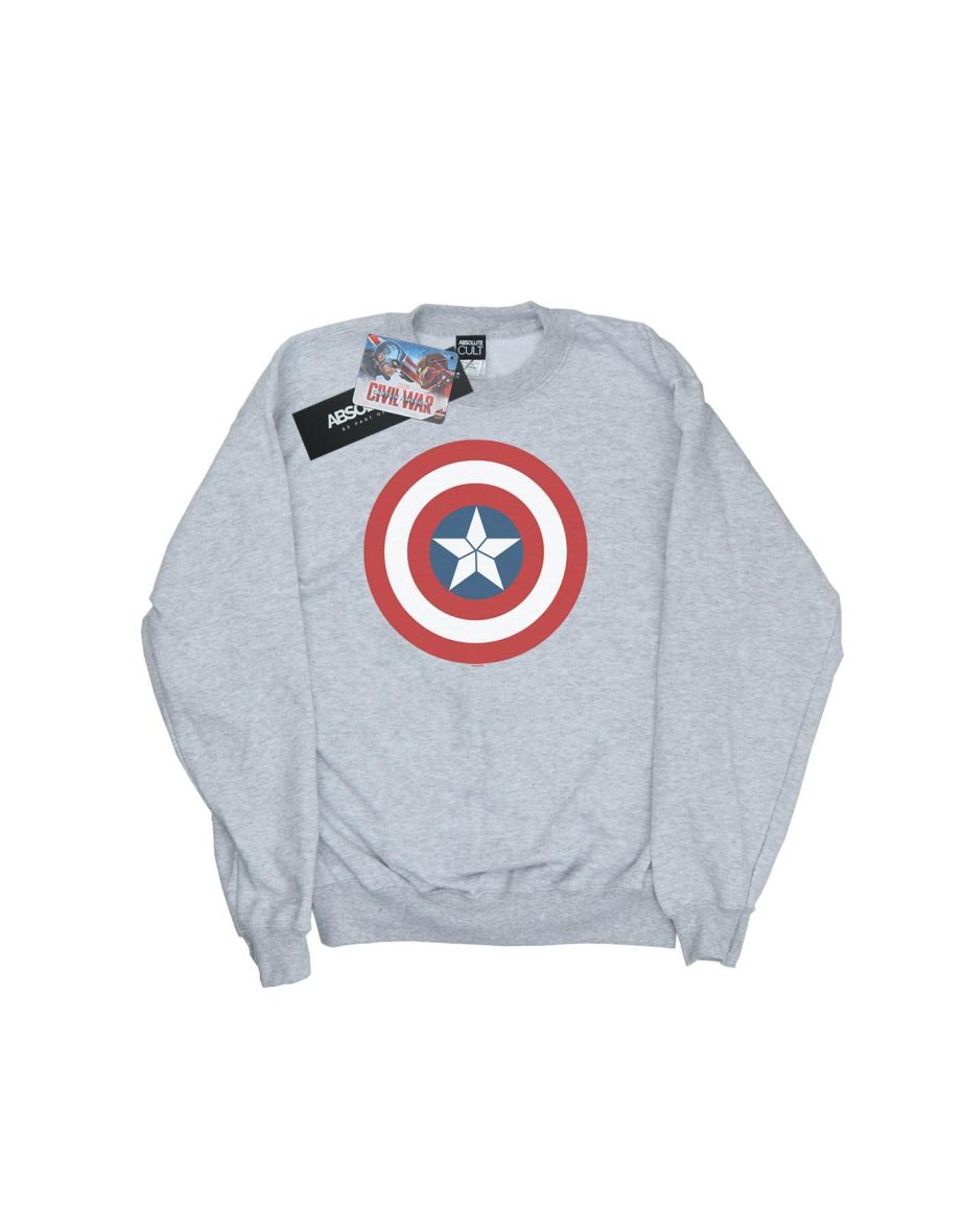 Marvel Girls Captain America Civil War Shield Sweatshirt - Sports Grey