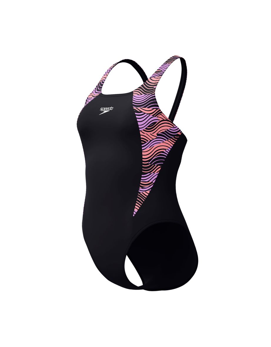 Women's Speedo Hyperback Splice Muscleback Swimsuit in Black - 3