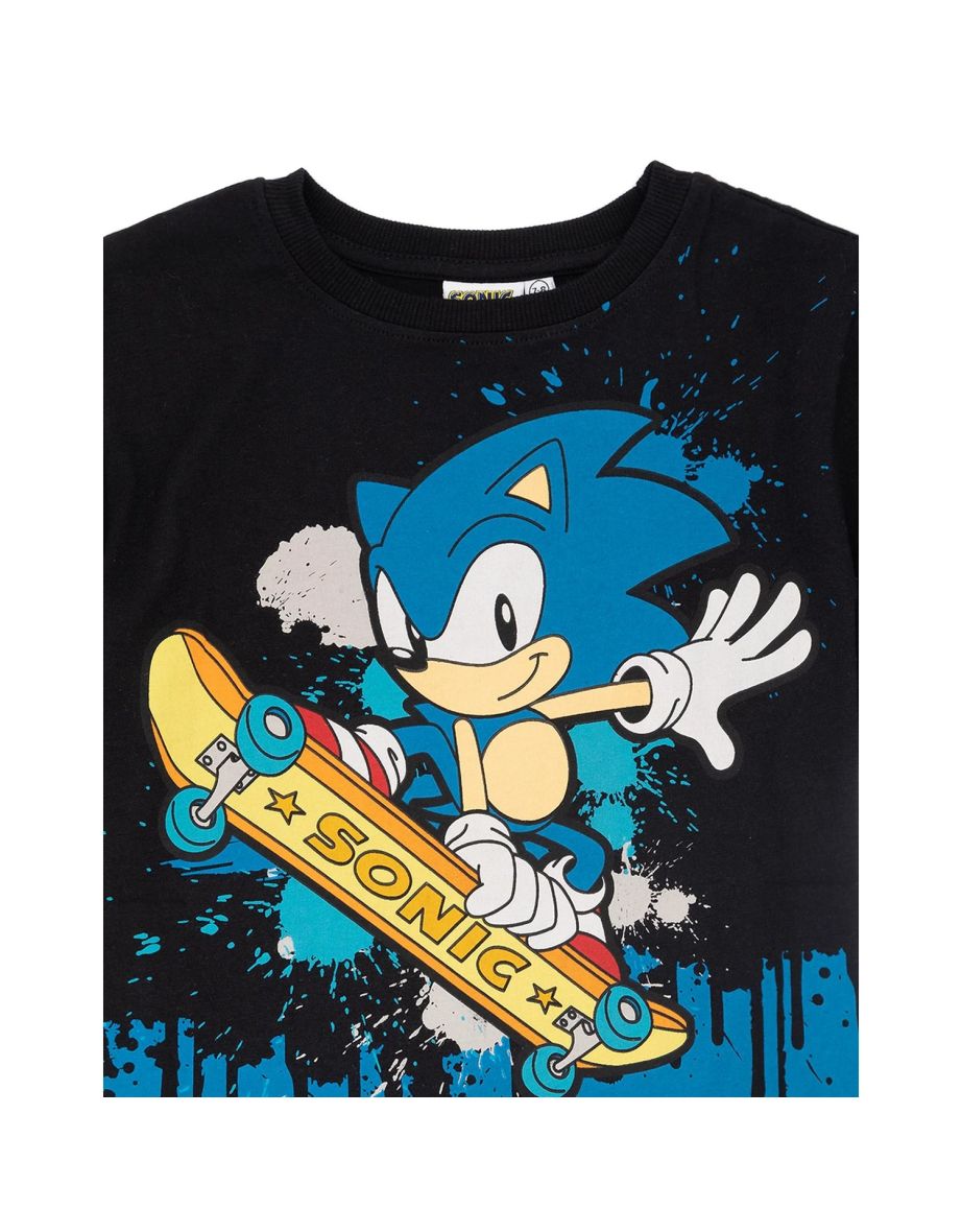 Sonic The Hedgehog Childrens/Kids Skateboard T-Shirt - Black/Blue - 3