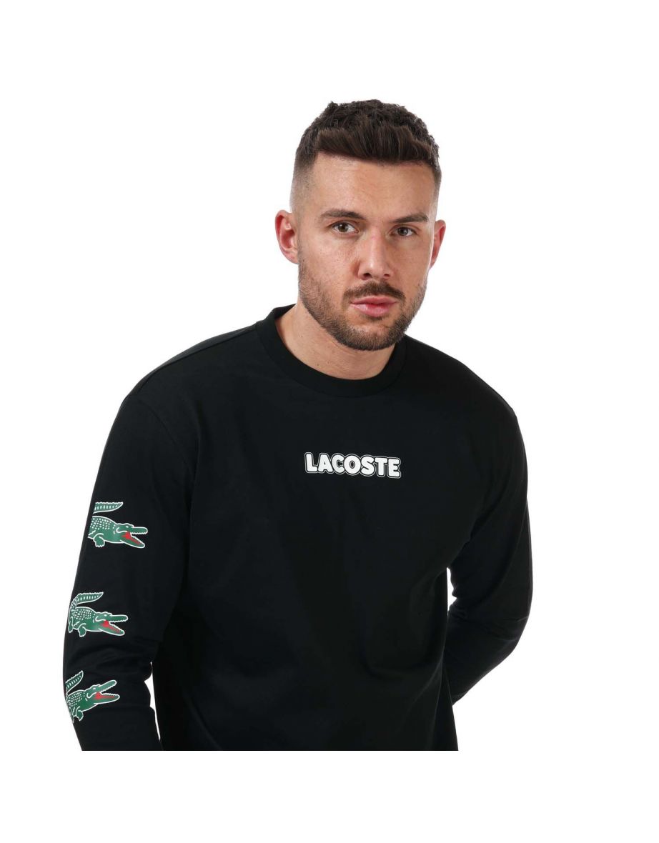 Men's Lacoste SPORT Crocodile Print Long Sleeve T-Shirt in Black - 5
