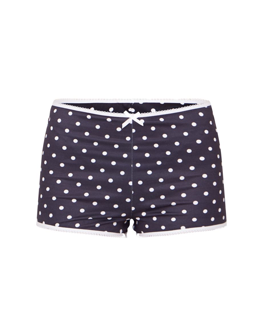 Black Polka Dot Print Pj Shorts - 5