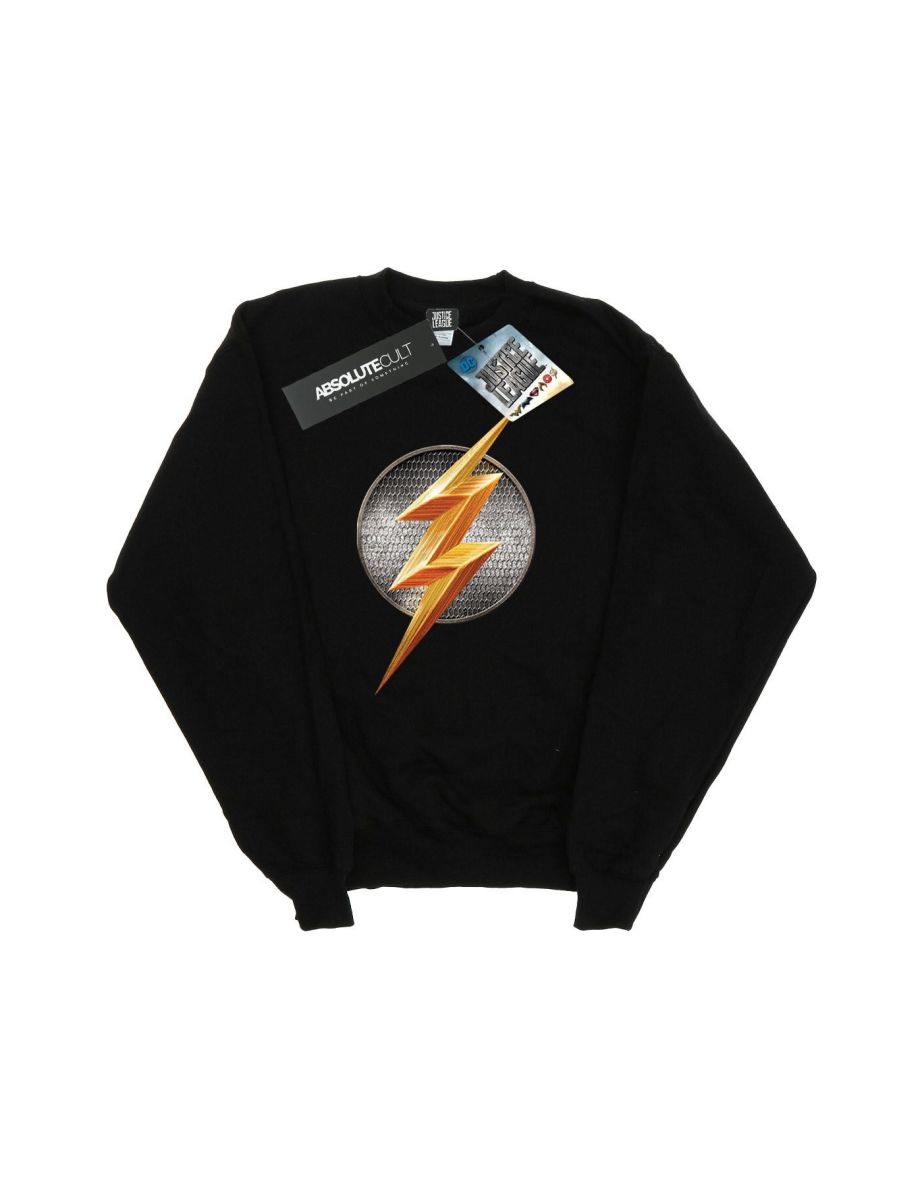 DC Comics Boys Justice League Movie Flash Emblem Sweatshirt - Black